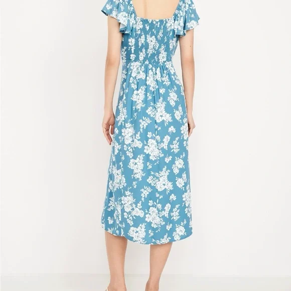 Old Navy Floral Blue Midi Dress small tall cottage core - Picture 2 of 5